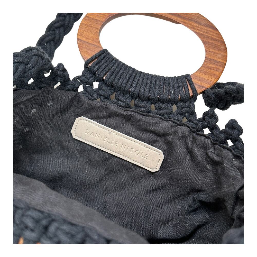 Danielle Nicole Crochet Macrame Hobo Bag Black Bo… - image 4